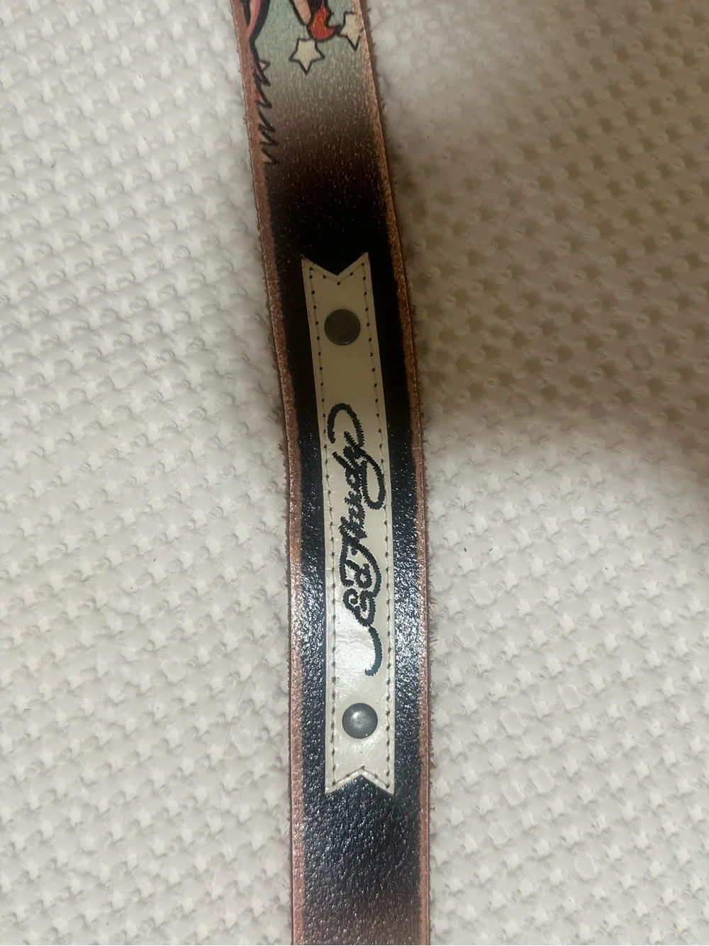 Ed Hardy Women's Black and Pink Embellished Leather Belt